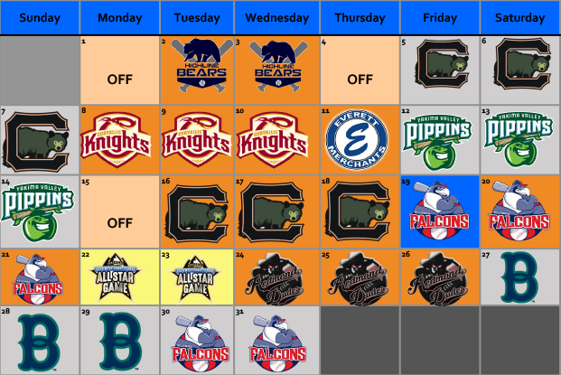 july 2019 lefties schedule